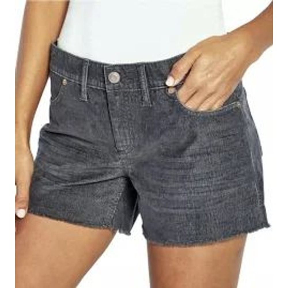 Gap Women's 10 Gray Black Shorts Corduroy Silver Bells Mid Rise Cut Off Raw Hem